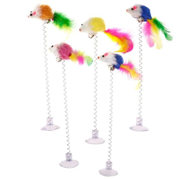 

cat toys 1pc funny elastic feather false mouse bottom sucker for kitten playing pet seat scratch toy product