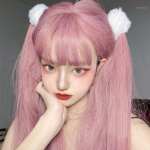 

pink wigs with bangs ombre straight 65cm long synthetic hair high temperature fiber cosplay party wigs1, Black