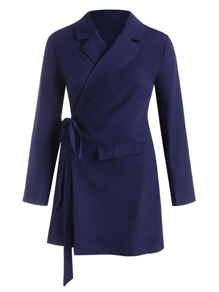 

women's trench coats plus size lapel flap detai wrap blazer, Tan;black