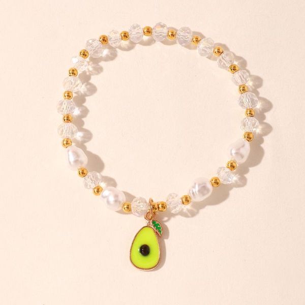 

beaded, strands summer crystal bead bracelet women small fresh cute avocado pendant fashion japan and south korea 2021, Black