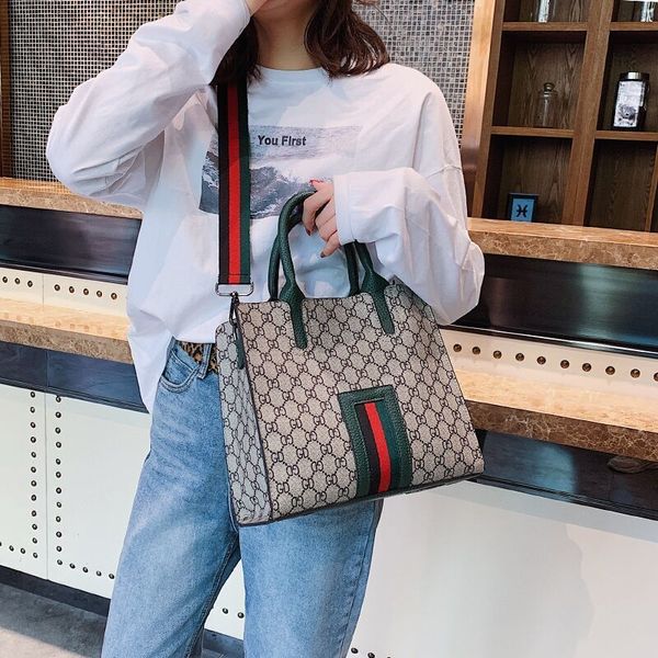 

women's bag hand fashion shoulder color contrast messenger bag tote large capacity handbags