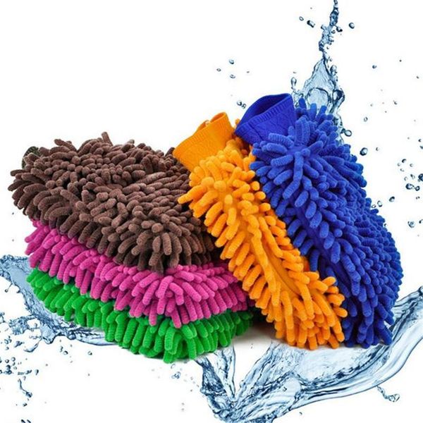 

pcs car cleaning wash gloves random color dimension double-sided chenille cloth rag glove