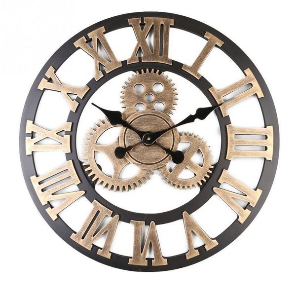 

wall clocks vintage gear clock living room custom creative home wood 3d decor