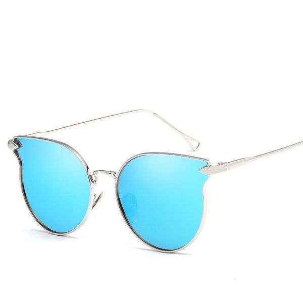 

sunglasses flat cat eye women metal arrow color film european and american fashion outdoor glasses men, White;black