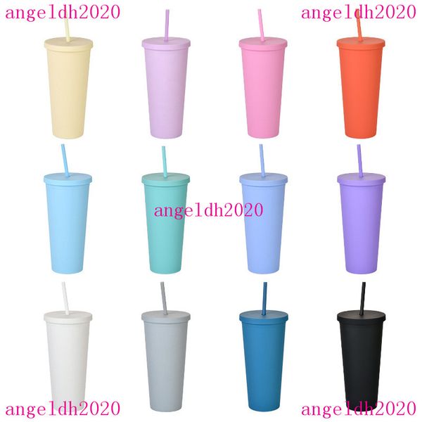 

double plastic tumbler sippy cup with lid 22oz straight custom printedfrosted water