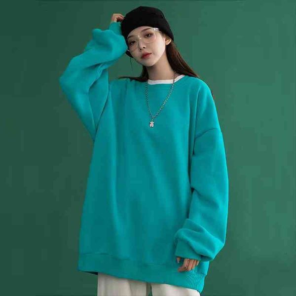 

korean spring simple solid women sweaters color long sleeve college style loose round neck womens lovers thin pullover, White;black
