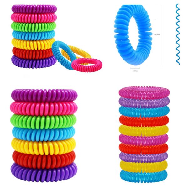 Bracciale anti-zanzara in plastica naturale Baby Pest Control Spring Coil Repellente per zanzare Cinturino da polso impermeabile Indoor Outdoor Protecive HH21-312