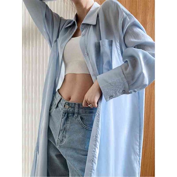 

women's knits & tees spring long sleeve casual see through boho blouse turn down collar oversize blouses for 6vm5, White