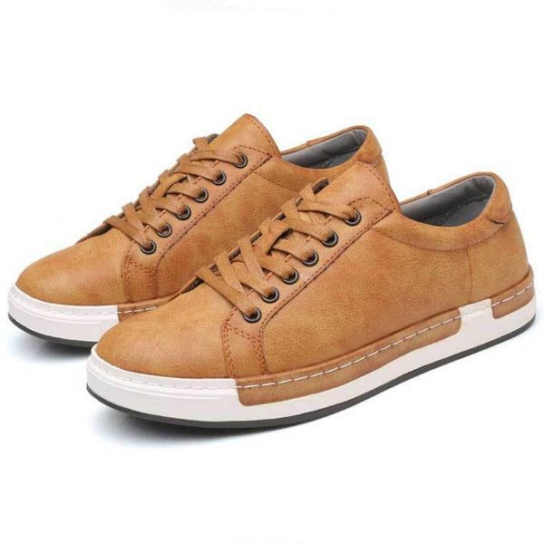 

dress shoes creative trend men's casual british lace-up sneakers large size leather, Black