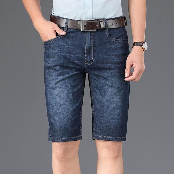 

men's shorts 2021 summer classic pocket embroidery fitted denim cotton stretch comfortable lightweight business casual, White;black