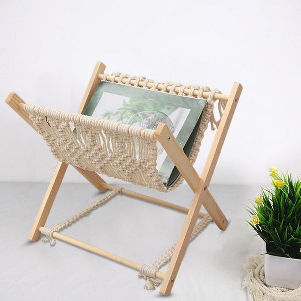 

hooks & rails cotton rope woven storage rack folding magazine creative deskfloor rack,bohemian decoration
