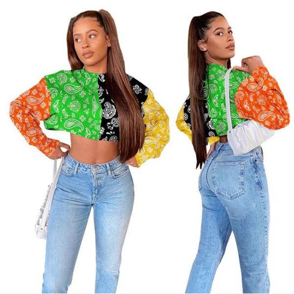 

women's t-shirt spring 2021 fashion women/girl half turtleneck print splicing long sleeve harajuku hip hop casual loose short tee, White