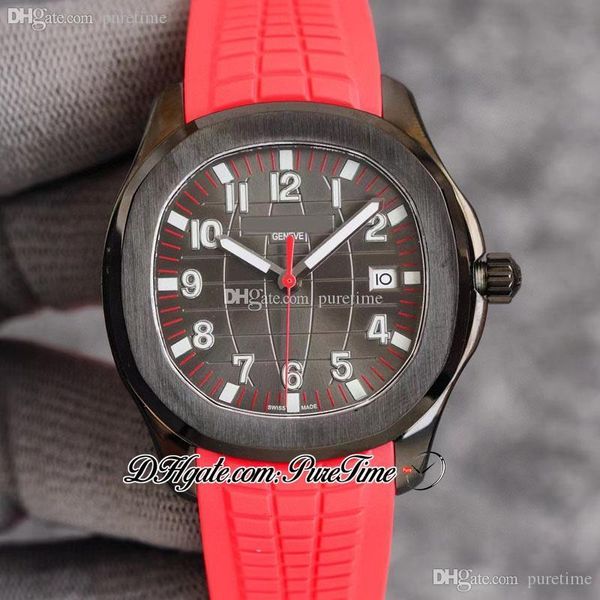 

v7f 40mm date 5167 cal a324 automatic mens watch pvd steel case black red textured dial number white markers rubber strap watches 2022 puret, Slivery;brown