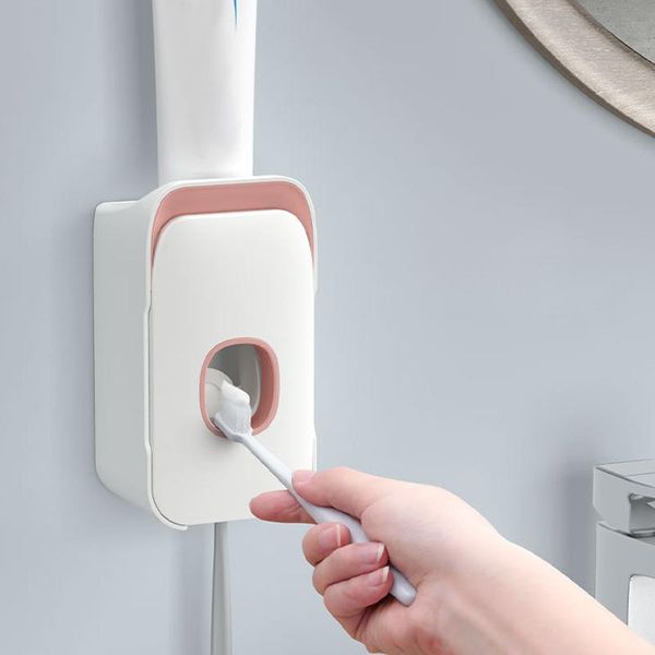 

toothbrush holders 2-in-1 automatic toothpaste dispenser holder suction wall mounted hands squeezer iq6