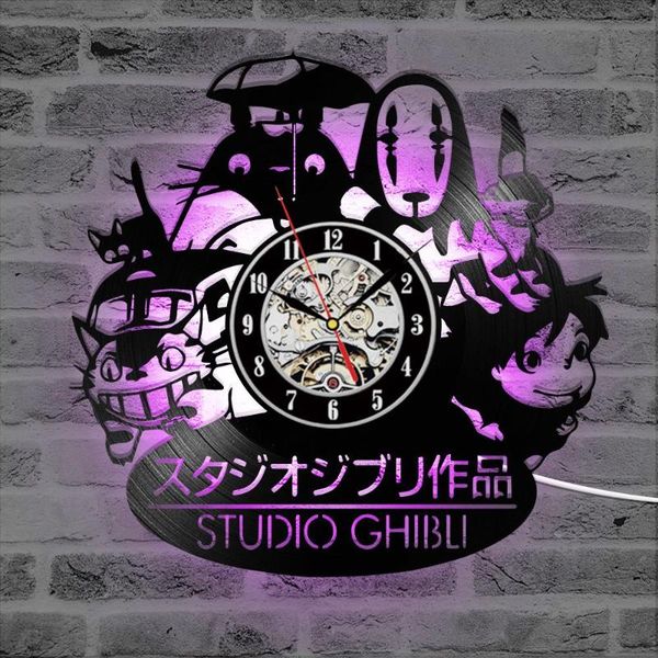 

wall clocks totoro cd record clock modern cartoon decorative led for living room silent hanging watch home decor