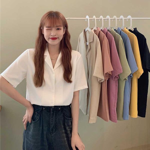 

women's blouses & shirts white shirt summer short sleeve suit collar chic dress design big size fat mm salt chiffon