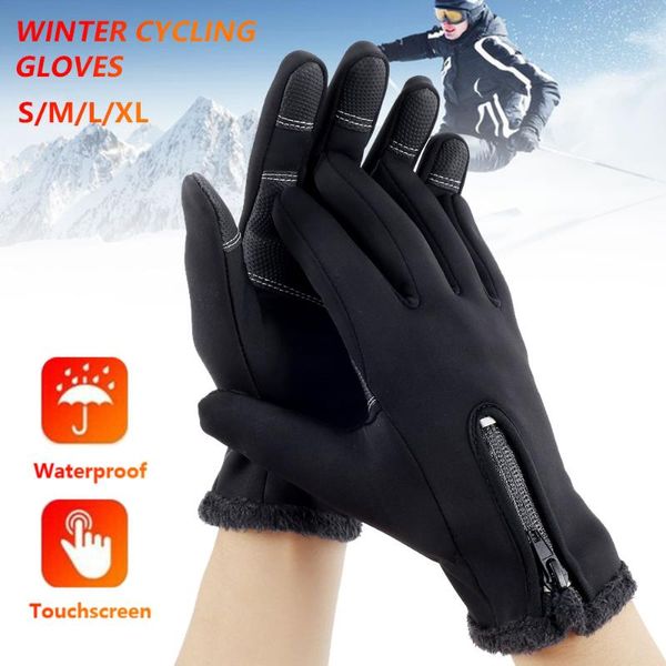 

winter warm waterproof touch screen gloves full finger cycling bicycle windproof motorcycle autumn bike, Black
