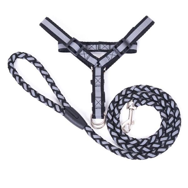 

dog collars & leashes reflective lead leash pet handstraction rope waist chest strap