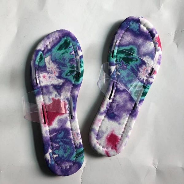 

women's summer flat sandals outdoor open toe tie dye slippers beach shoes plus size 43 zapatos de mujer slipper, Black