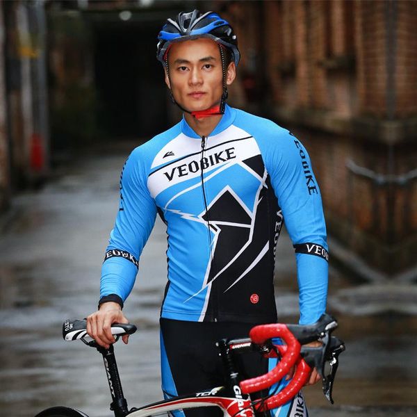 

racing sets weipai long-sleeved fleece jersey suit for autumn and winter men's thick warm cycling, Black;blue