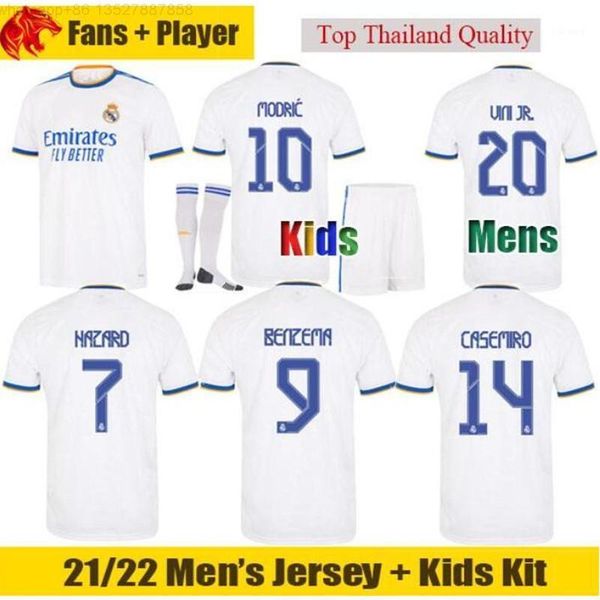 

men's t-shirts adults real 2021 22 jovic benzema modric hazard asensio rodrygo sergio ramos 2022 men madrid t-shirt kids kit, White;black