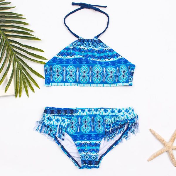

tassel falbala kids girls bikini set print multi swimwear swimsuit bikinis children biquini infantil bathing suit a372 one-piece suits