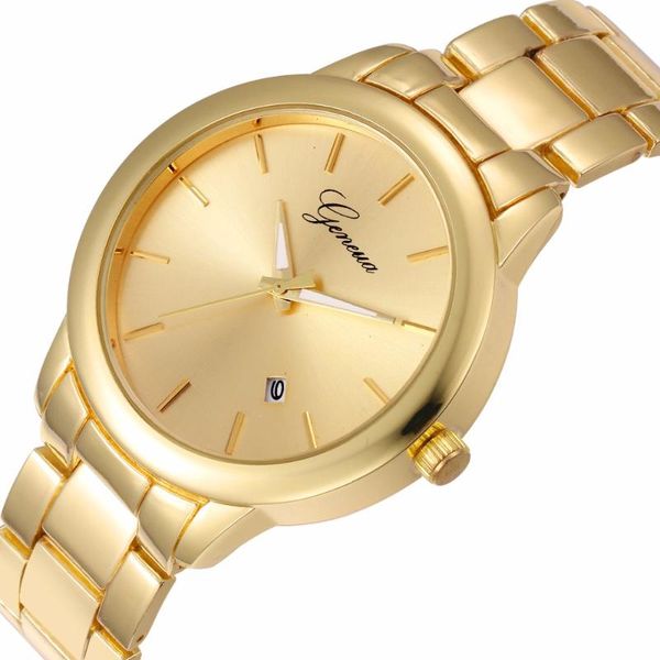 

wristwatches date luxury golden stainless watch women minimalist geneva style dial fashion wristwatch girl, Slivery;brown