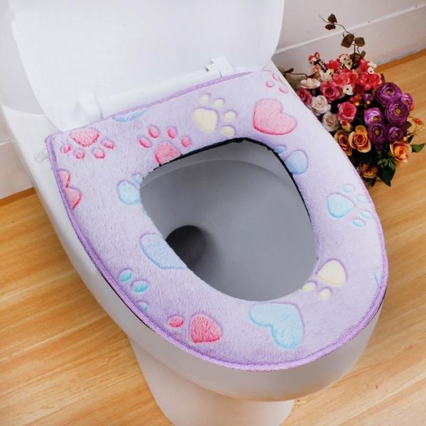 

thickened cat toilet cushion bathroom warmer seat cloth soft closestool washable lid cover pad #2y30 covers