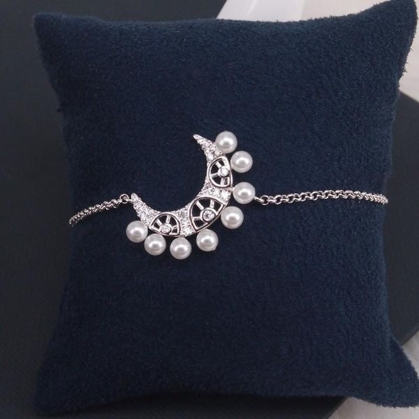 

fashion girl silver color star moon pearl bracelet elegant zircon wedding bracelets for women zk40 charm, Golden;silver