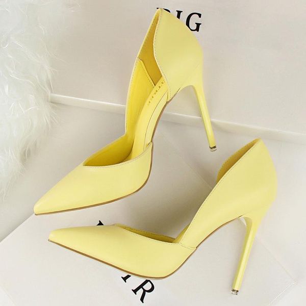 

dress shoes 2021 summer women 10cm high heels leather stripper pumps female escarpins elegant sweet yellow pink stiletto, Black