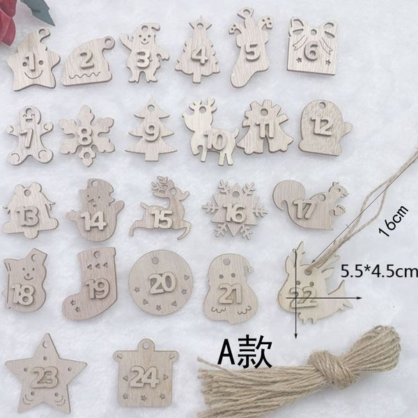 

creative wood chip digital decoration christmas tree pendant 1 to 24 numbers