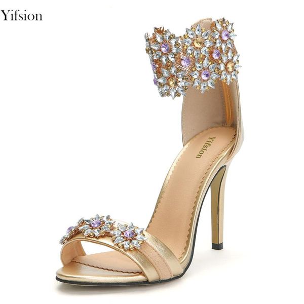 

olomm women sandals rhinestone flower thin high heels nice open toe gold prom shoes us plus size 4-15 dress, Black