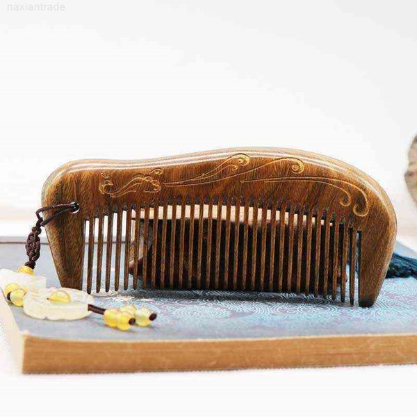 

fine green sandalwood electrostatic peacock sandalwood comb, Silver