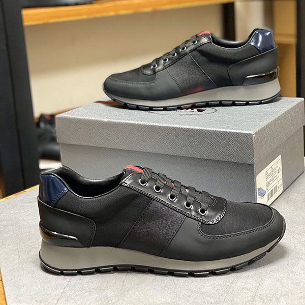 

prad 2021 men's and women's fashion black leather shoes running ladies flat outdoor shoes mkj00023