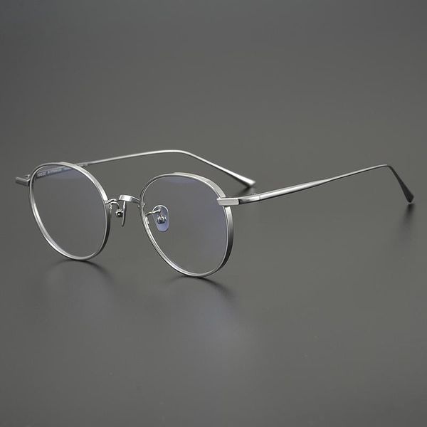 

fashion sunglasses frames hand-made classic ultralight titanium retro glasses frame men women vintage round circle optical myopia prescripti, Black