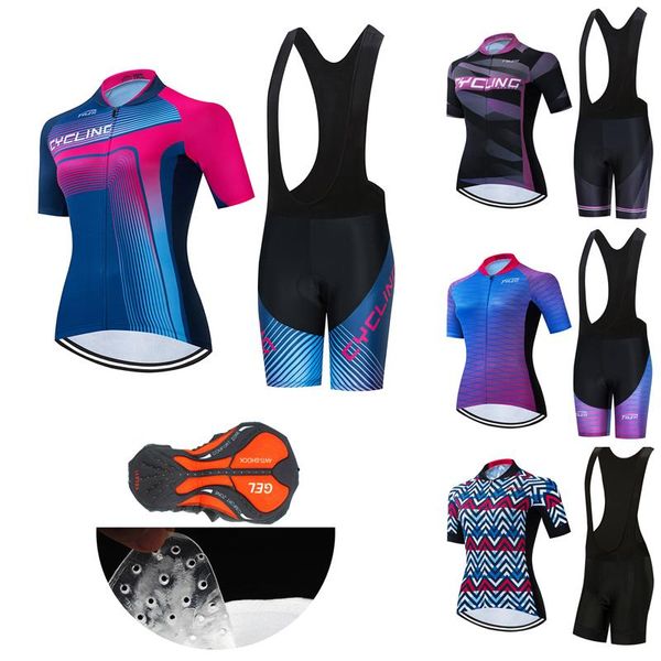 

summer lycra bicycle clothes women bib shorts fashion cycling jersey set sport suit female bike clothing skinsuit dress kit racing sets, Black;blue