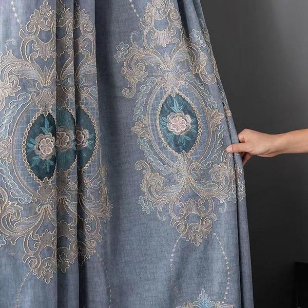 

curtain & drapes 2021 thick cashmere chenille embossed embroidered hollow curtains for living dining room bedroom