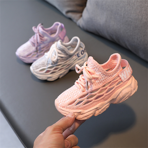 

2021 spring/autumn children shoes boys girls casual shoes fashion knitting breathable light soft bottom kids sneakers, Black