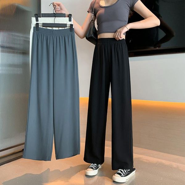 

women's pants & capris black suit wide-leg summer thin draping effect loose fashion mop high waist figure flattering straight-leg, Black;white
