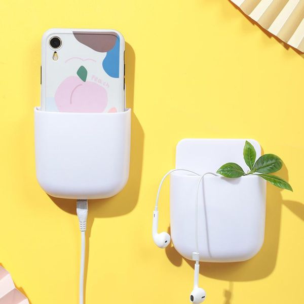 

wall mounted mini rack mobile phone remote control storage box with transparent nano glue charging bracket stand holder bottles & jars