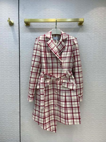 

casual dresses high-end autumn women's dress clothing female vintage designer suit collar striped grid irregular skirts 24, Black;gray