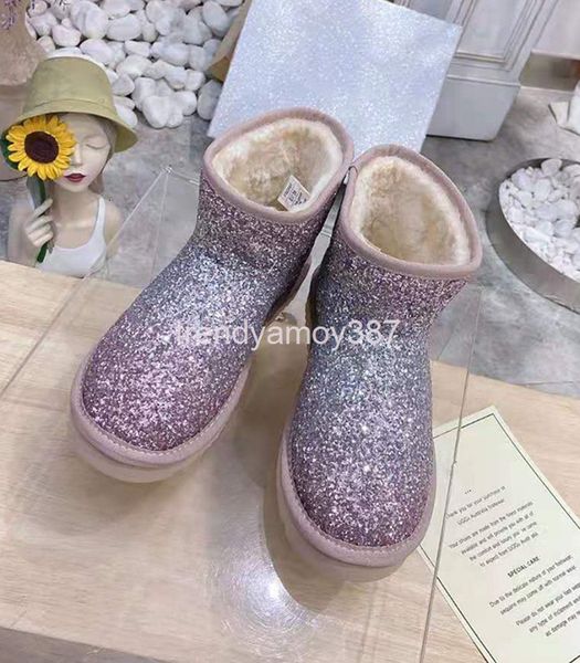 

dress shoes winter fleece women's warm boots with sleeves and sequins, Black