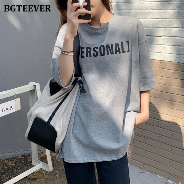 

t shirts new spring summer letter print women t-shirts cotton short sleeve loose tees casual o-neck female solid t-shirt 2021 t2fx, White