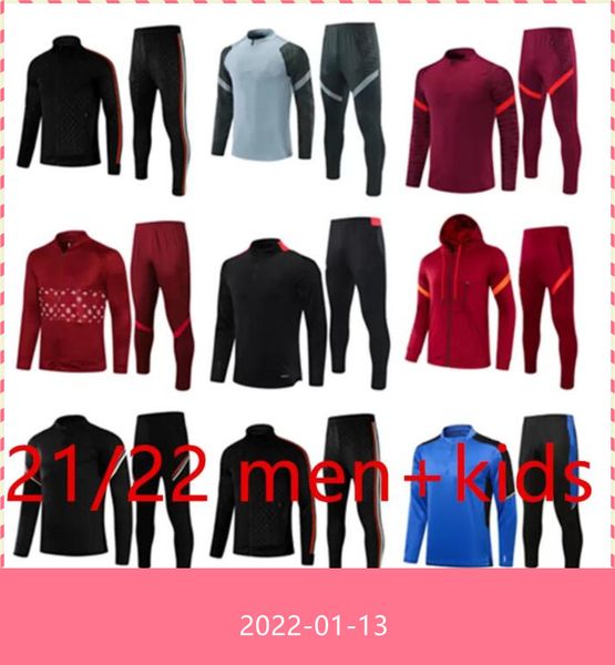 

2021 2022 men kids soccer tracksuits jerseys survetement de football training suit sportswear 21 22 sweatshirt long full zipper jacket track, Black;yellow