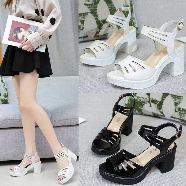 

roman shoes women's sandals heel semi-high heeled female fairy style black high designer for women