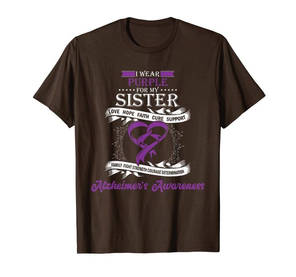 

i wear purple for my sister alzheimer support shirt, White;black