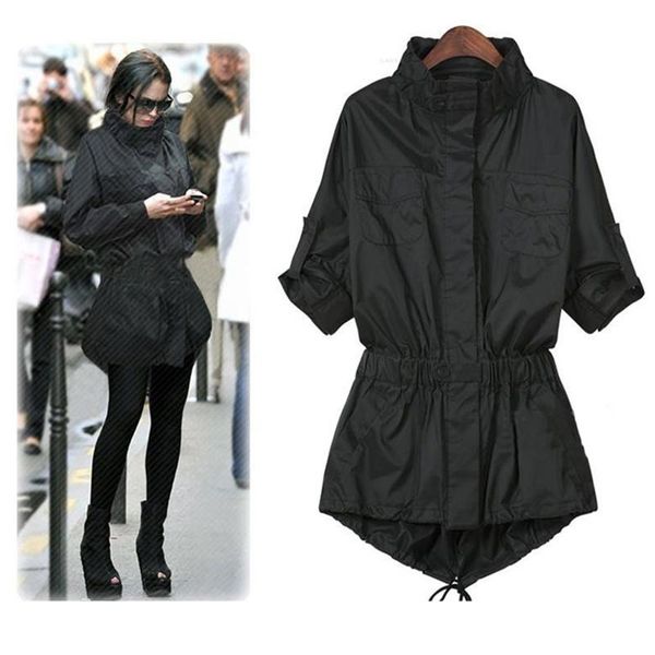 

women's trench coats autumn arrival slim coat for women fashion cool lady plus size black color adjustable sleeve, Tan;black