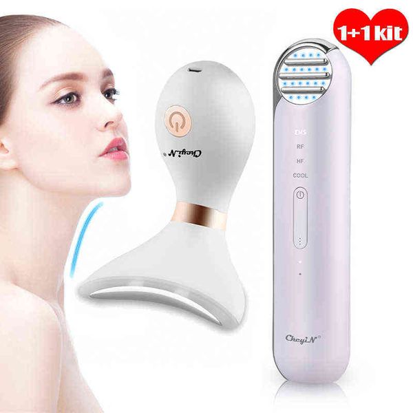 

nxy face care devices ckeyin face ultrasonic ems lifting machine rf hf cool eye devices skin tightening neck anti wrinkle massager care 0222