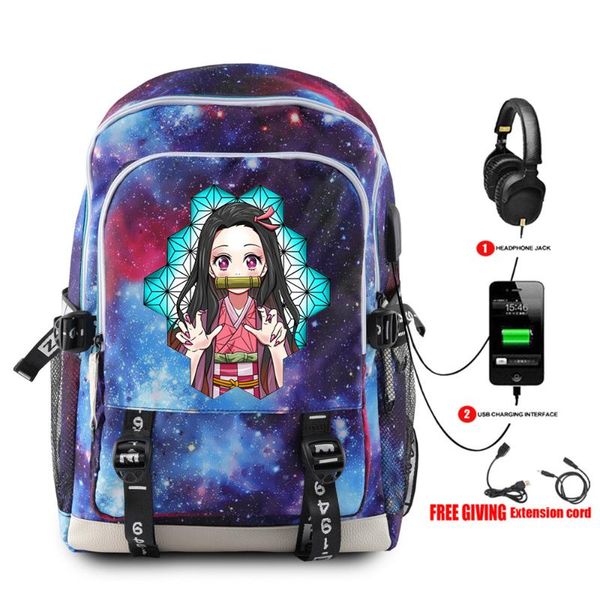 

backpack 2021 3d style demon slayer hip hop school backpacks teenagers girl boy student bags usb multifunction travel bag lappack