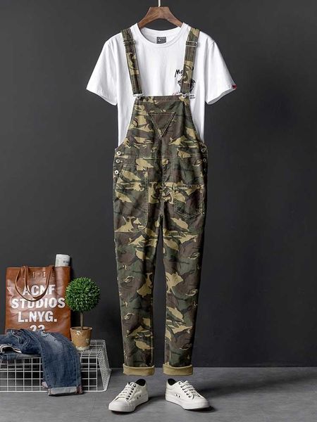 

men's pants military army camouflage casual overalls cargo for men and women suspenders trousers jumpsuit fashion clothes, Black